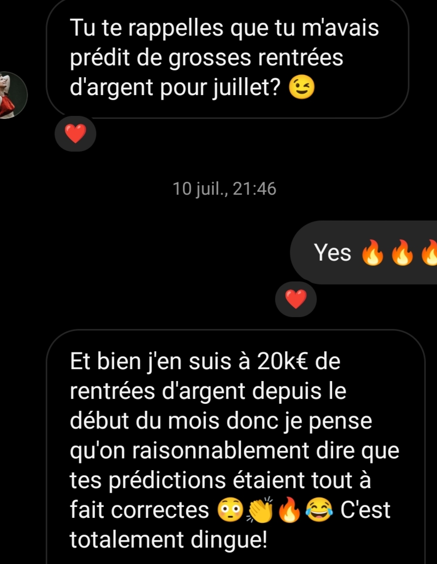Message d'une cliente : j'en suis à 20k€ de rentrées ce mois-ci